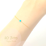 小さなターコイズ一粒♡のブレスレット ゴールド シルバー ☆14金ゴールドフィルド(K14gf刻印つき)に変更できます。 シンプル トルコ石 ♡再販