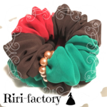 🎄ブッシュ・ド・ノエル🎂さらにもこもこ✨ふわもこシフォンシュシュ❤(ショコラ×レッド×グリーン）