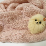 羊毛フェルト 犬 ポメラニアン  クリーム ブローチ ハンドメイド アクセサリー