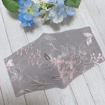 ＊  新色 ＊ 送料無料 ＊ フラワー 刺繍 チュールレース　立体マスク　＊ スモーキーパープル