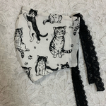 ⭐ねこ柄マスク·····1個   ＋黒レースストレッチゴム＋ノーズワイヤー入り (送料無料)