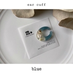 Ear cuff  ( くすみブルー× お花と淡水パール )
