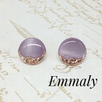 マグネットジェルのピアス　パープル✕ローズゴールド　サージカルステンレス使用　イヤリング変更可