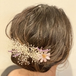 かすみ草髪飾り５パーツ(プリザーブドフラワー)