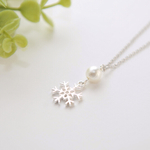 スノー◎コットンパールと雪の結晶 ネックレス◎シルバー