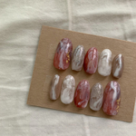 くすみレッド♡透明感ピンク系ニュアンスネイルチップ