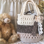 蕾のコサージュ付きバケツbag❁⃘マロンブラウン