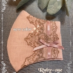 ✨new color✨Autumnマスク　pinkリネンにエレガントなブラウンレースとリボンの大人のマスク