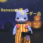 Renesme様オーダー品　ハロウィンしましまサロペット(ボタン違い)