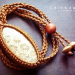 ⋆*❁*⋆ฺ｡*Calendulaº· .•*¨✼フォッシルコーラルマクラメペンダント ༘*ೄ˚
