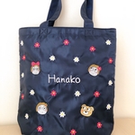 刺繍トートバッグ（縦型ネイビー）