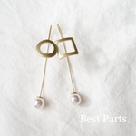 4pcs ワイヤーピアス アシンメトリー マットゴールド