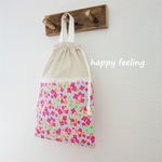 かわいいお花柄の上履き入れ＊巾着タイプ　単品販売