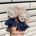 Big Flower パール/シフォン タッセル ピアス