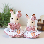 再販⭐︎シルバニア　服　ドレス　♡くすみピンク♡ 親子ペアドレス　エプロンドレス