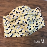 ［243］小さな牛がいっぱい黄色　大人プリーツマスクM さらさら裏地使用【再2】