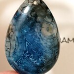 少し難アリ 　ダークブルー＆ ブラック　ストライプスアゲート　ペンダントビーズ　50x34x7㎜