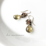 ビアクォーツ×天然石のピアス(typeA)*14kgf*