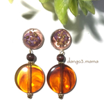 今だけ300円☆半球花入レジン☆べっ甲色コインのピアス/イヤリング