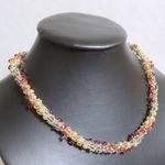 スワロフスキーのビーズクロッシェネックレス　（ピンク）