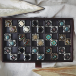 ◾️river stone◾️vintage turquoise◾️mini square collection◾️ターコイズ  ビンテージ　天然石　リバーストーン　秋　華やか　シンプル　パーティー