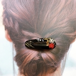 花　黒　和装　着物　クリップ　冬　ヘアアクセサリー