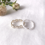 ❤︎2点セット❤︎  ビーズリング　シルバーのお花リング　シルバーの一粒リング　비즈반지