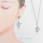 ＊バレリーナ＊１粒のケシパールと揺れるシンプルネックレスとイヤリングセット