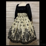 1点物*シャーリングワンピース★薔薇/ブラック×ライトベージュ/黒レース(即納品)