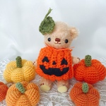 ハロウィン♪パンプキンくま・クリーム（テディベア）