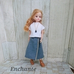 リカちゃん服☆タックスカート(前開き)アッシュブルーグレー