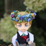 小人の花冠（アンティークブルー）　オビツ11サイズ　布花