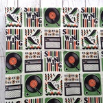 50×50★レコード柄の生地オフホワイト