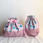 ⋈*北欧風 ピンクのお花柄 お弁当袋＆コップ袋2点セット(裏地付き)⋈*｡ﾟ 入園入学グッズ ⋈*｡ﾟ