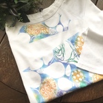 電球デザイン！型染めカットソー(七分袖。白)