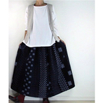 telitea/再販備後絣藍染め節織り９種異絣柄ウエストタックロングスカート(SK-0113)