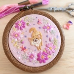 [rinrakiさま用ページ]秋桜リースと柴犬手刺繍フープ