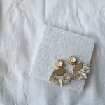 スワロフスキーとインド刺繍リボンのピアス＊イヤリング　ミニサイズ