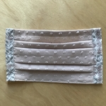 冬マスク　ドットミニヨン　グレイッシュピンク　スリーピングローズ　リバティ　刺繍　大人　プリーツマスク
