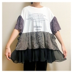 ドット×シフォンフリルTシャツ