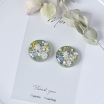 グリーン お花いっぱいまんまるピアス/イヤリング