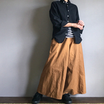 ■切替ワイドフレアパンツ■チノクロス■キャメルブラウン