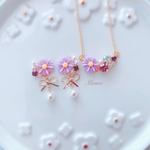 [再販] 《SWAROVSKI》コスモス×ビジュー 2点セット♡ピアスorイヤリング♡ネックレス（ニッケルフリー）