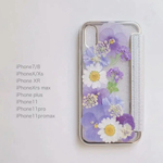 クリア手帳型スマホケース＊大人パープル＊押し花スマホケース