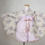 ランクイン○*80/ふうせん袴(淡藤色)＊花束シャワー柄着物★キッズ袴・ベビー袴