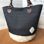 デニム+ウール　まる底トートバッグ
