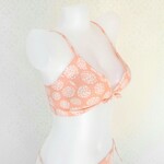 ポンポンフラワー　ピンク　ダブルガーゼブラジャー　