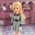 復刻版初代リカちゃんサイズ(Bonheur carre グリーン)ベルト付き2点セット