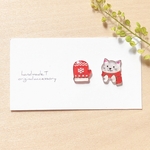 冬のねこピアス