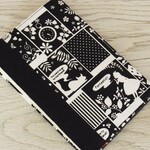 【文庫本】ゴムバンド栞付ブックカバー★シルエットアリス★モノトーン
